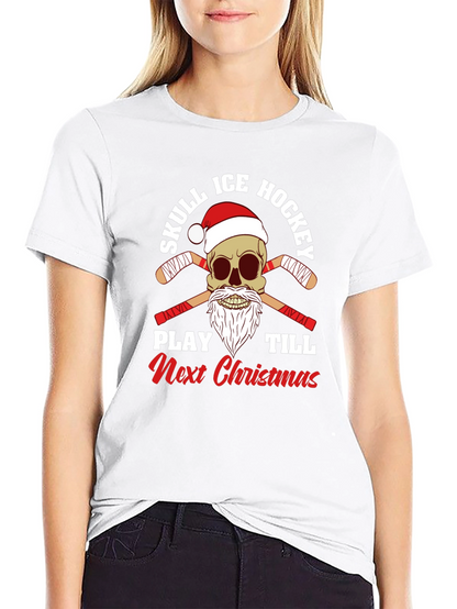 Skull Ice Hockey Christmas T-Shirt