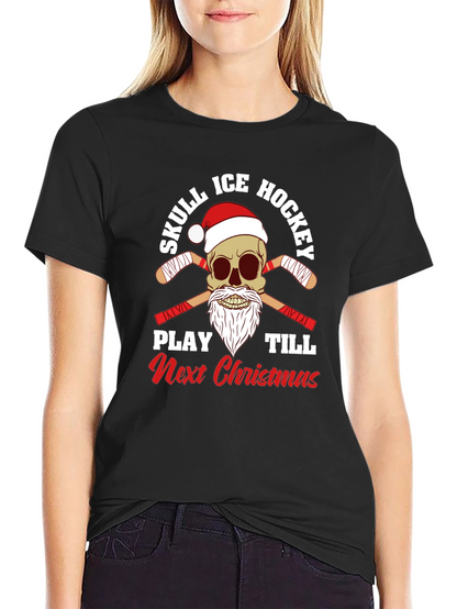 Skull Ice Hockey Christmas T-Shirt