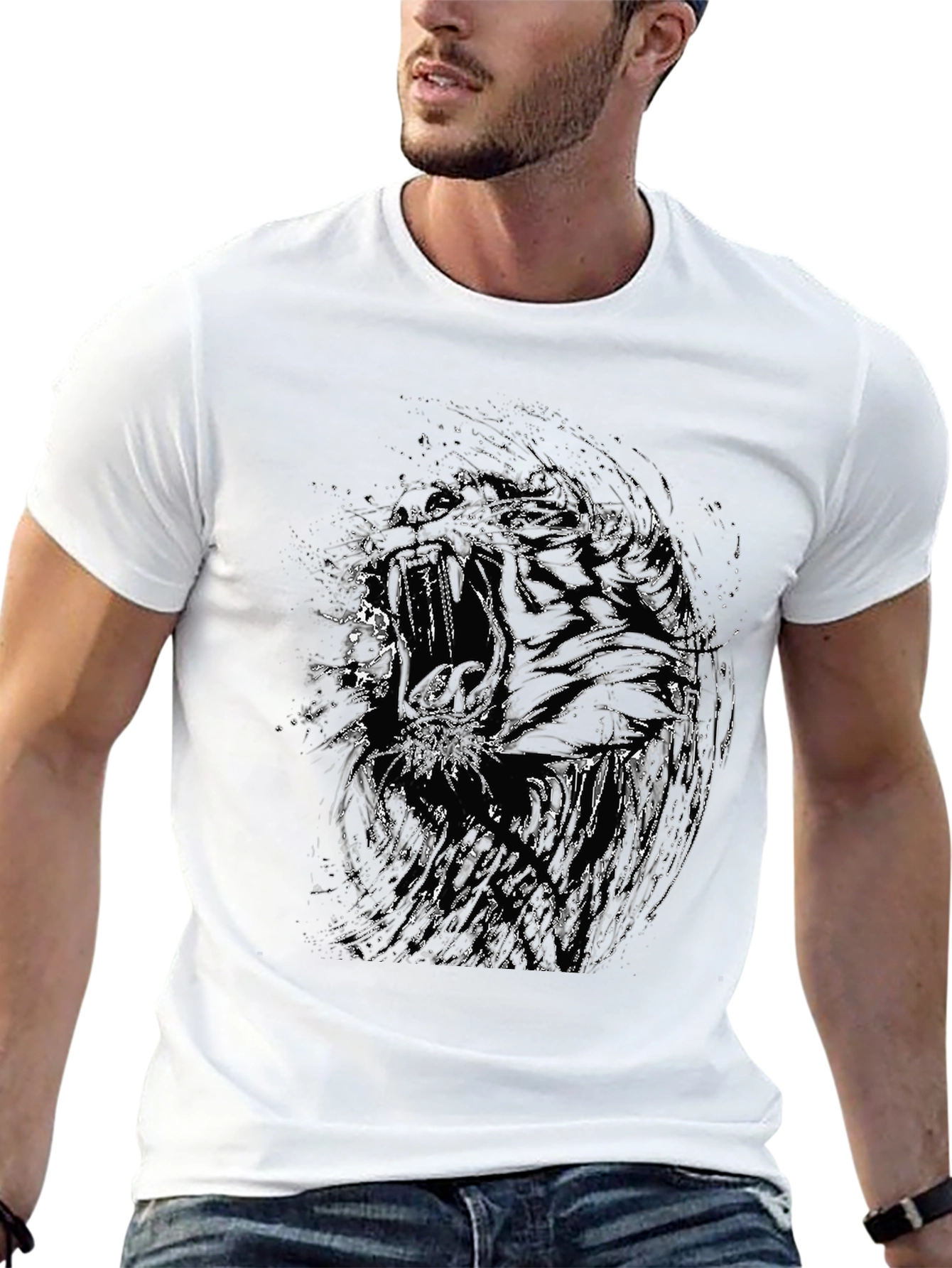 Abstract Graphic Print Black T-Shirt