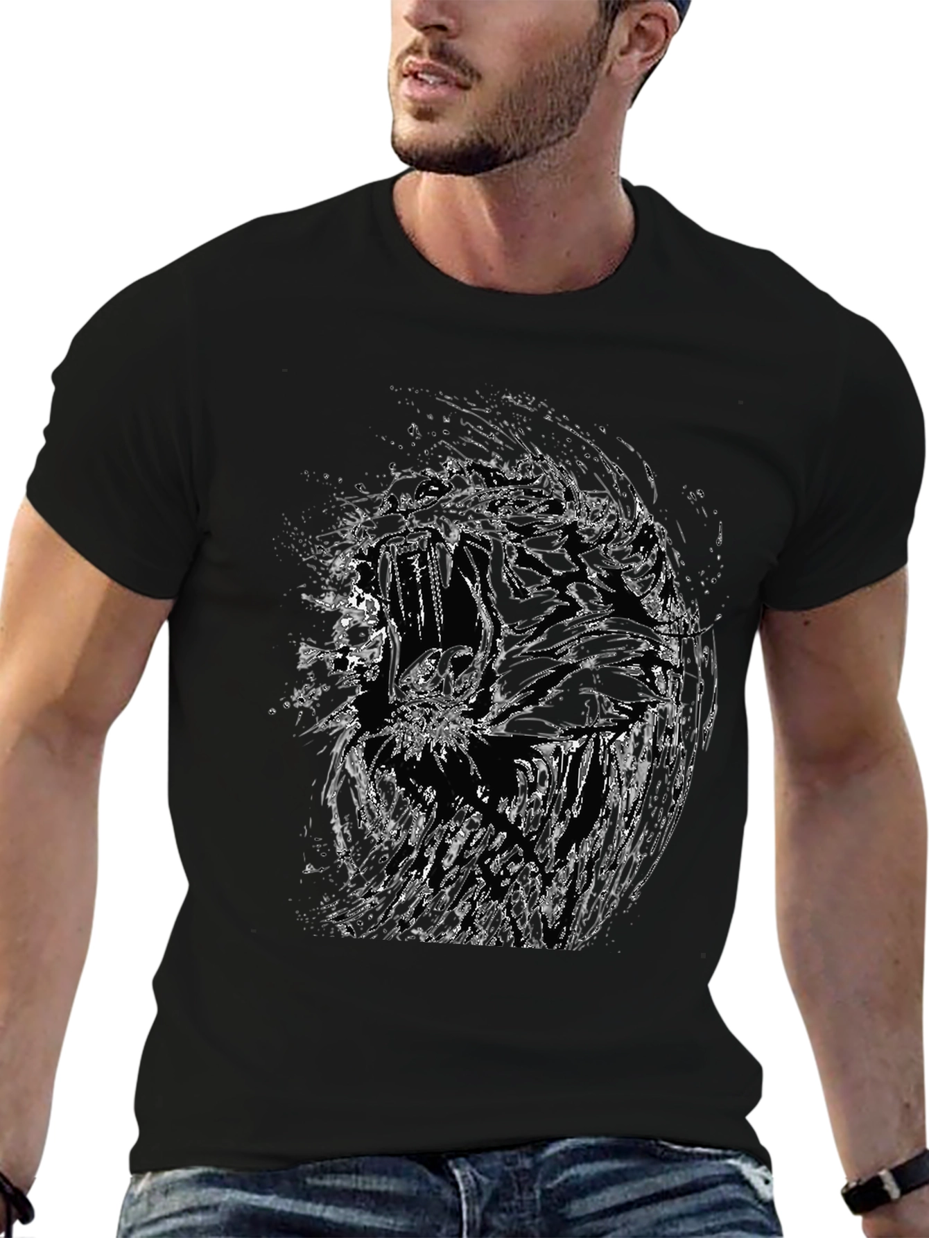 Abstract Graphic Print Black T-Shirt