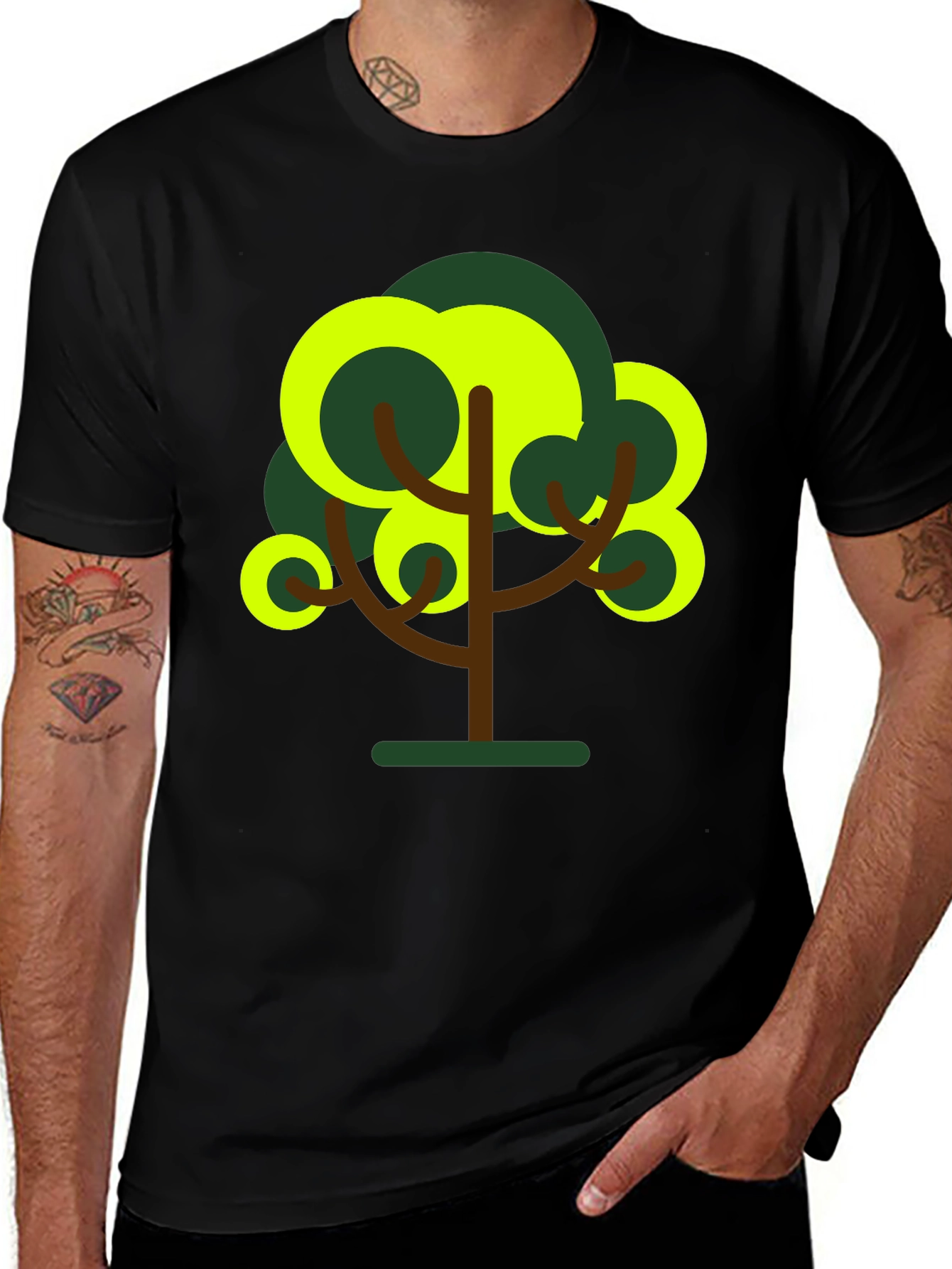 Abstract Tree Graphic Tee - Black