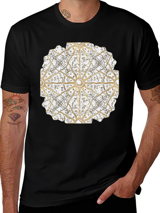 Geometric Mandala Print Black T-Shirt