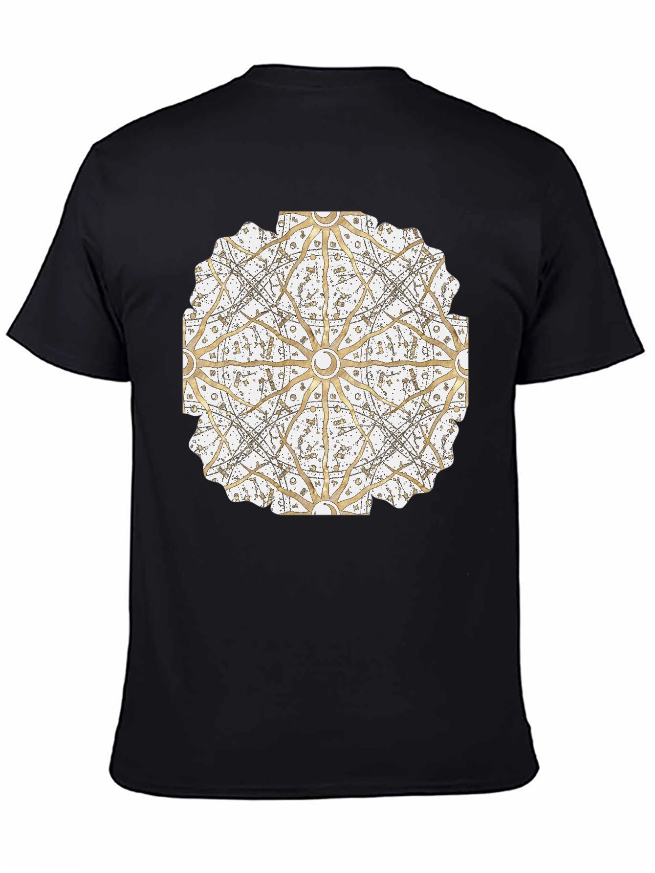 Geometric Mandala Print Black T-Shirt