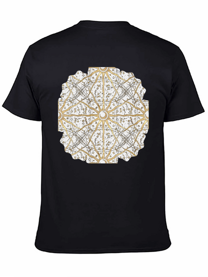 Geometric Mandala Print Black T-Shirt