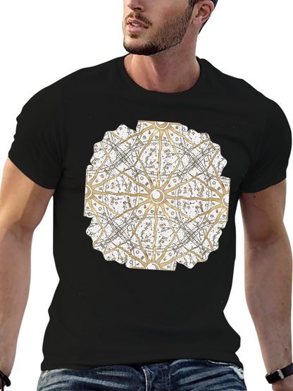 Geometric Mandala Print Black T-Shirt