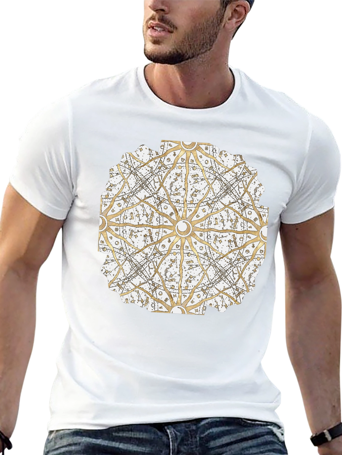 Geometric Mandala Print Black T-Shirt
