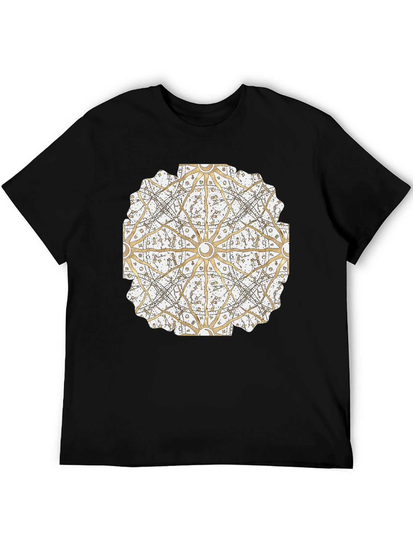 Geometric Mandala Print Black T-Shirt