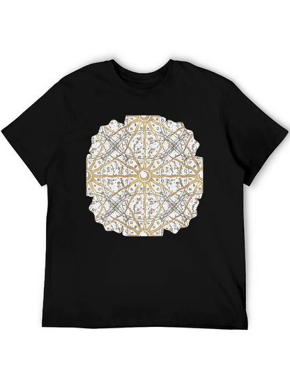Geometric Mandala Print Black T-Shirt