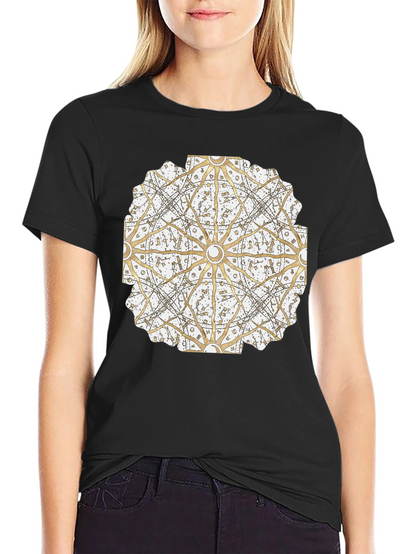 Geometric Mandala Print Black T-Shirt
