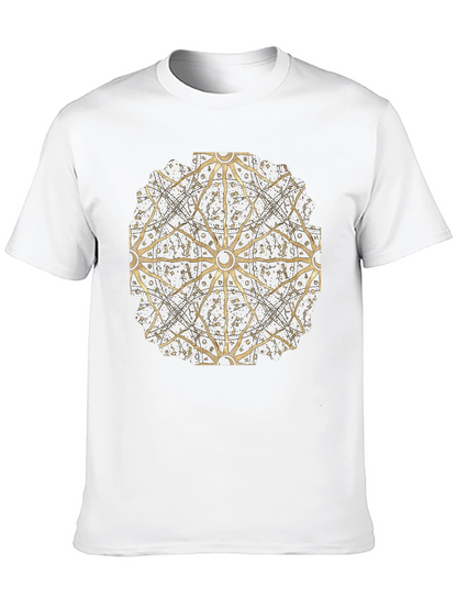 Geometric Mandala Print Black T-Shirt