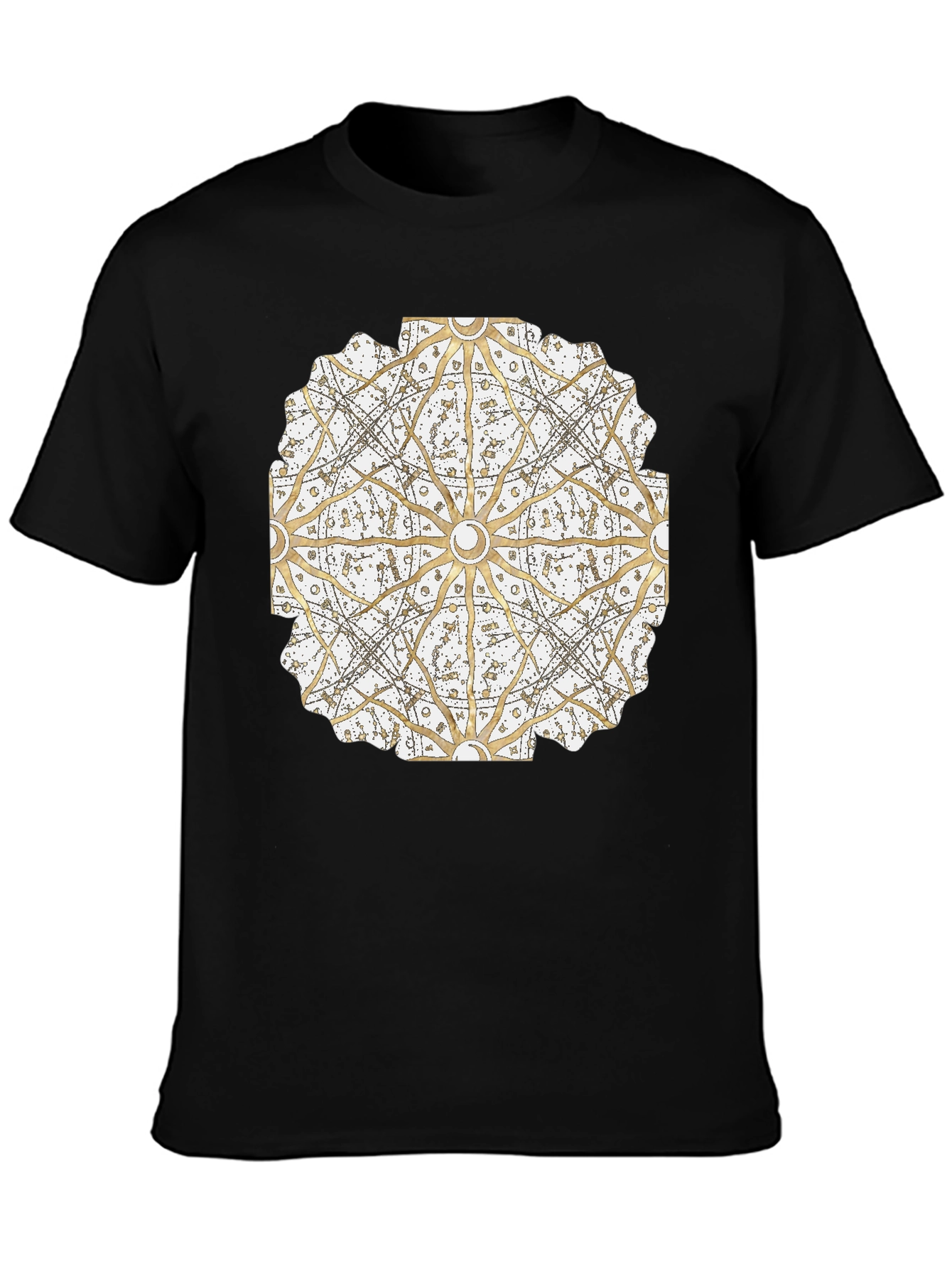 Geometric Mandala Print Black T-Shirt