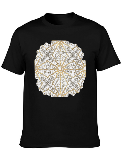 Geometric Mandala Print Black T-Shirt