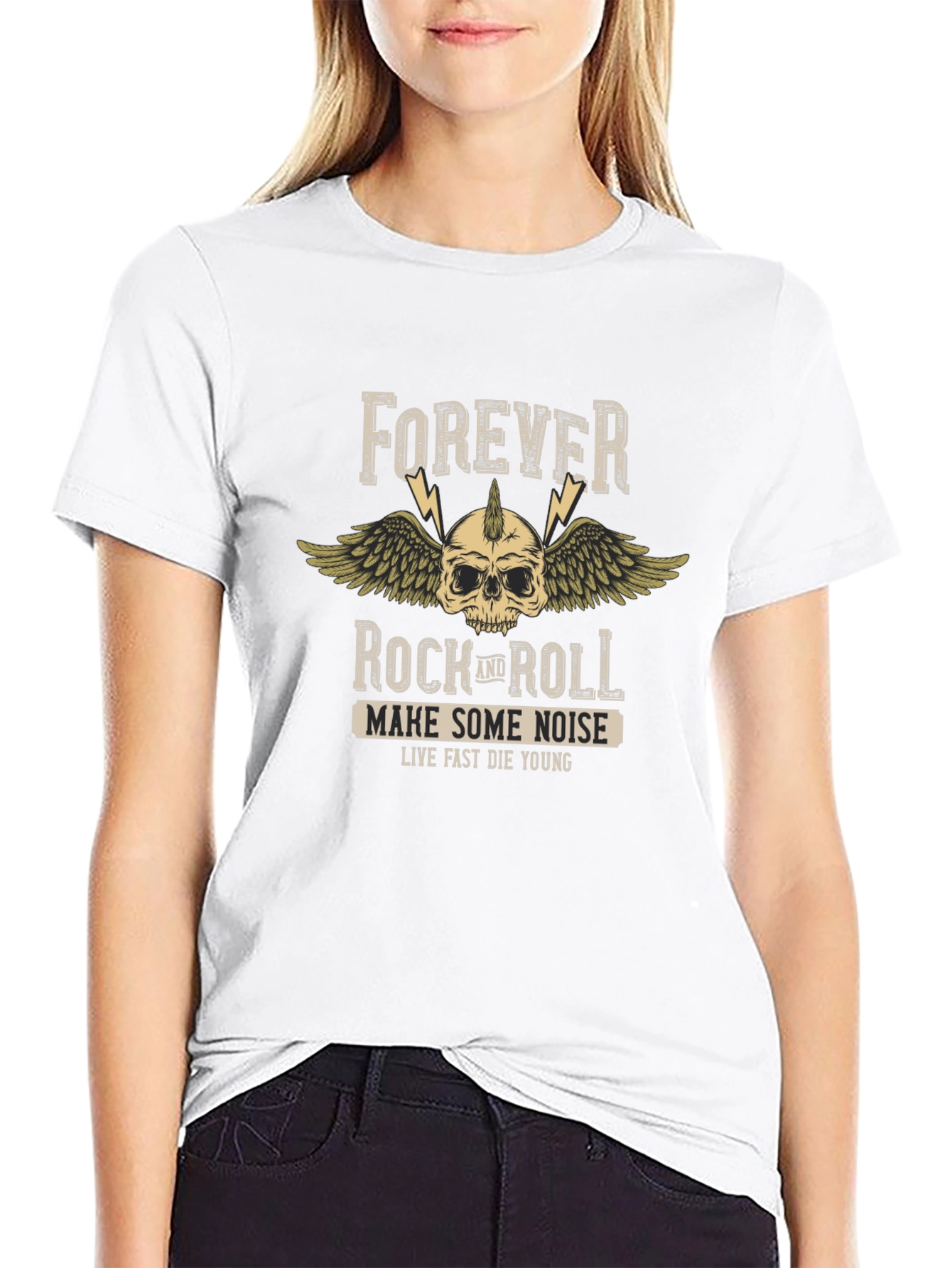 Forever Rock and Roll Black Graphic Tee