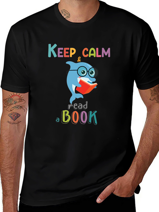 Keep Calm & Read A Book T-Shirt - Shark Reader