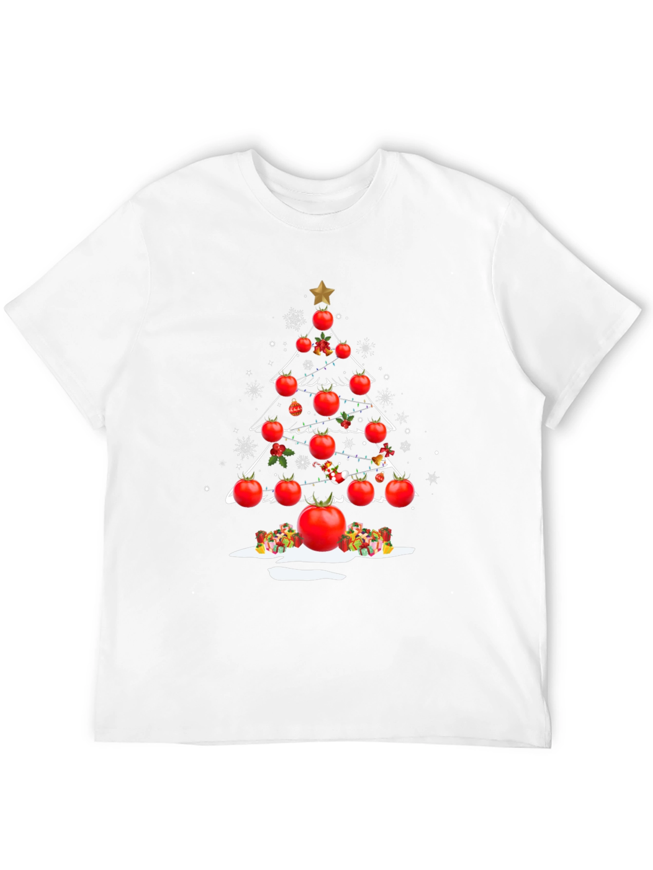 Tomato Christmas Tree T-Shirt - Festive Foodie Apparel