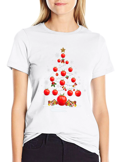 Tomato Christmas Tree T-Shirt - Festive Foodie Apparel