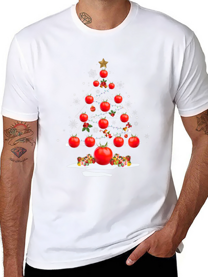Tomato Christmas Tree T-Shirt - Festive Foodie Apparel