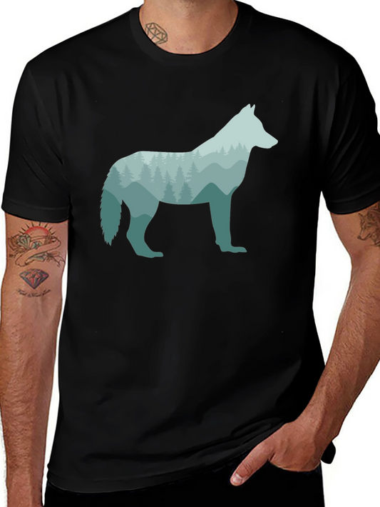 Wolf Silhouette Graphic Black T-Shirt