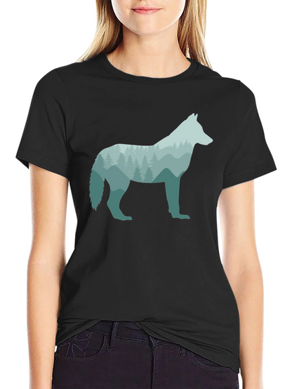 Wolf Silhouette Graphic Black T-Shirt