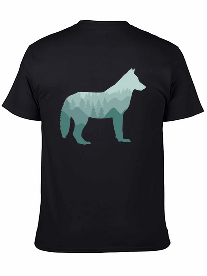 Wolf Silhouette Graphic Black T-Shirt