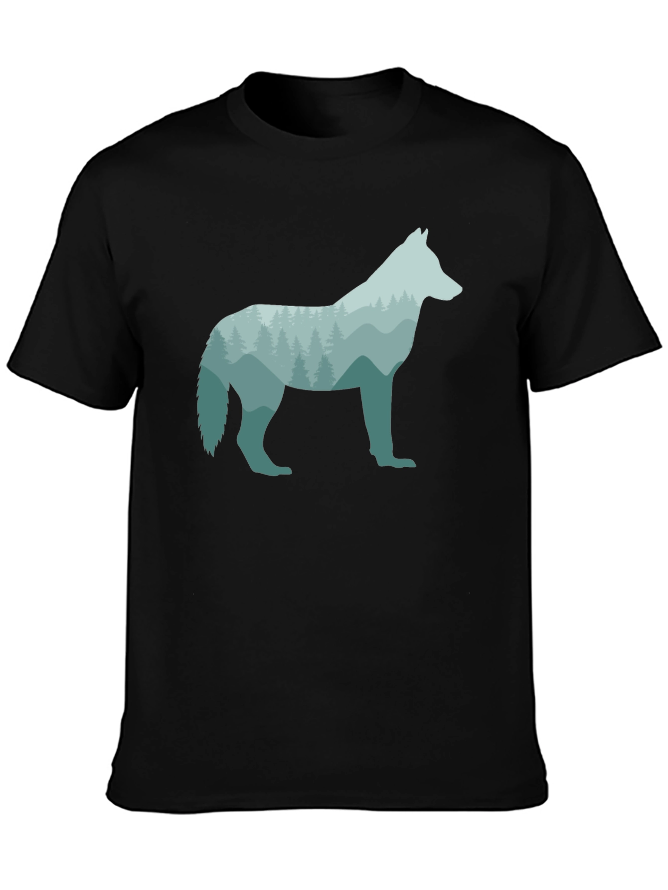 Wolf Silhouette Graphic Black T-Shirt