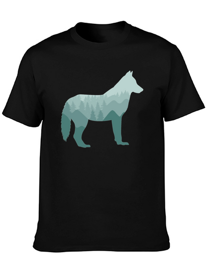 Wolf Silhouette Graphic Black T-Shirt