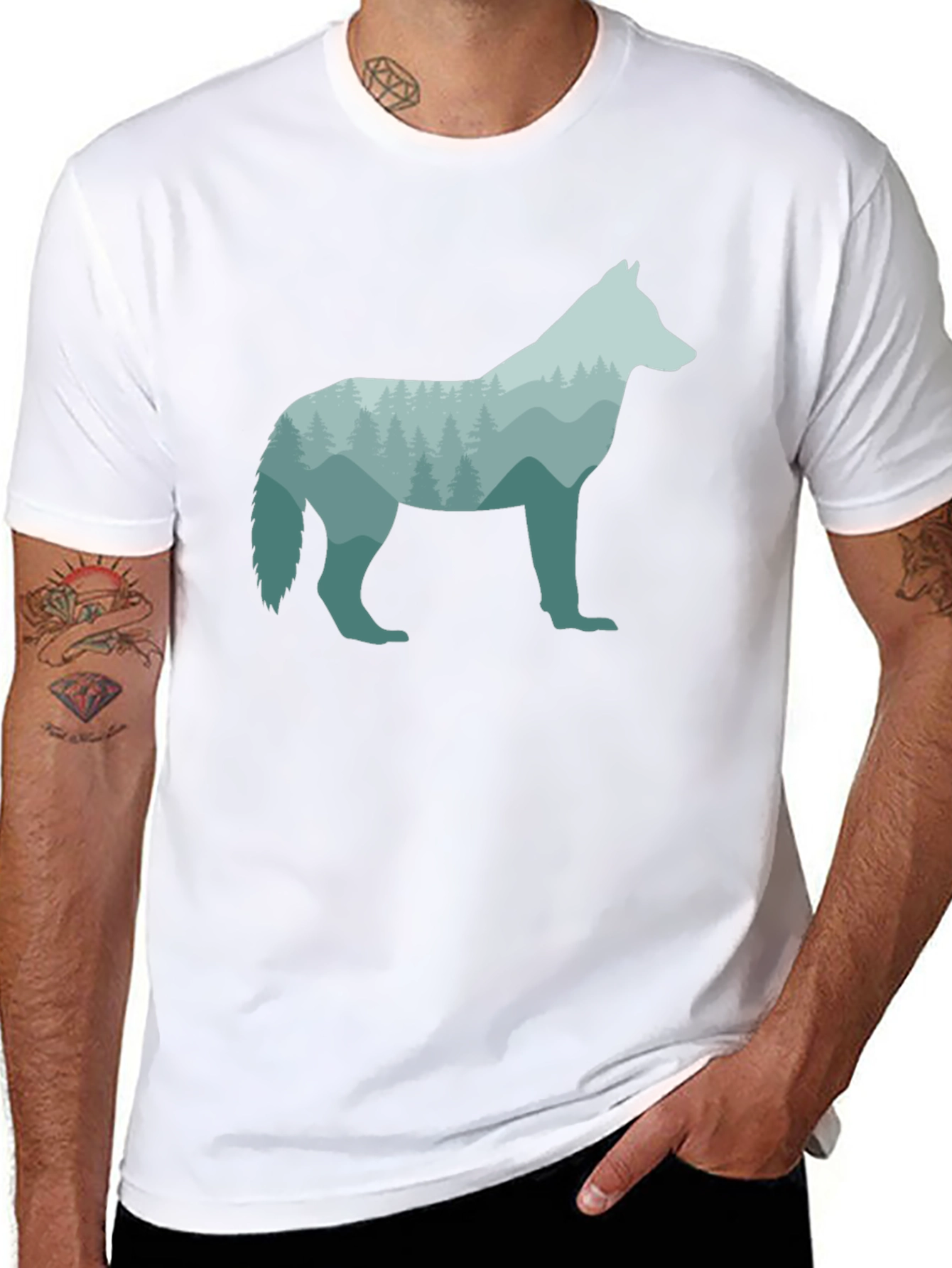 Wolf Silhouette Graphic Black T-Shirt