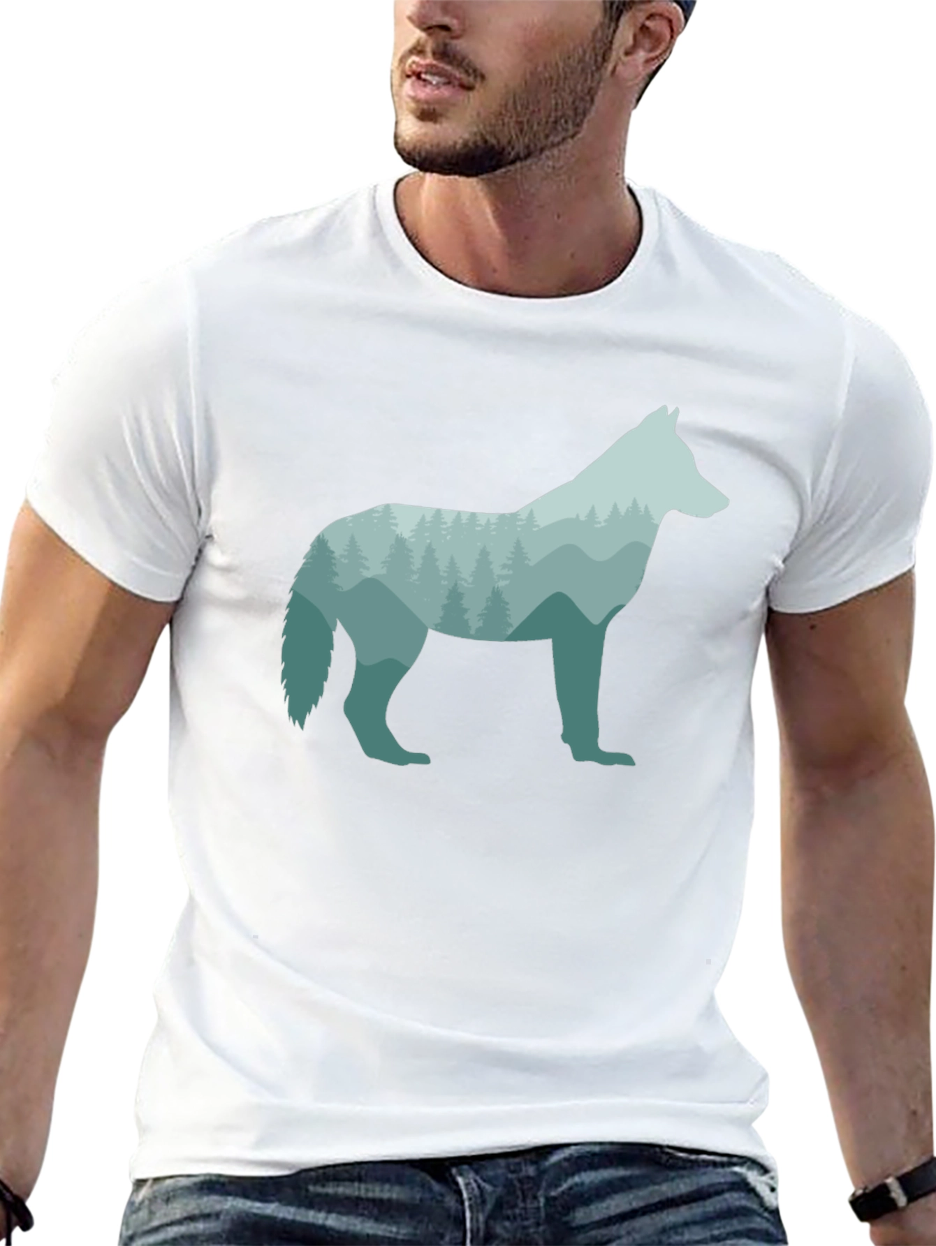 Wolf Silhouette Graphic Black T-Shirt