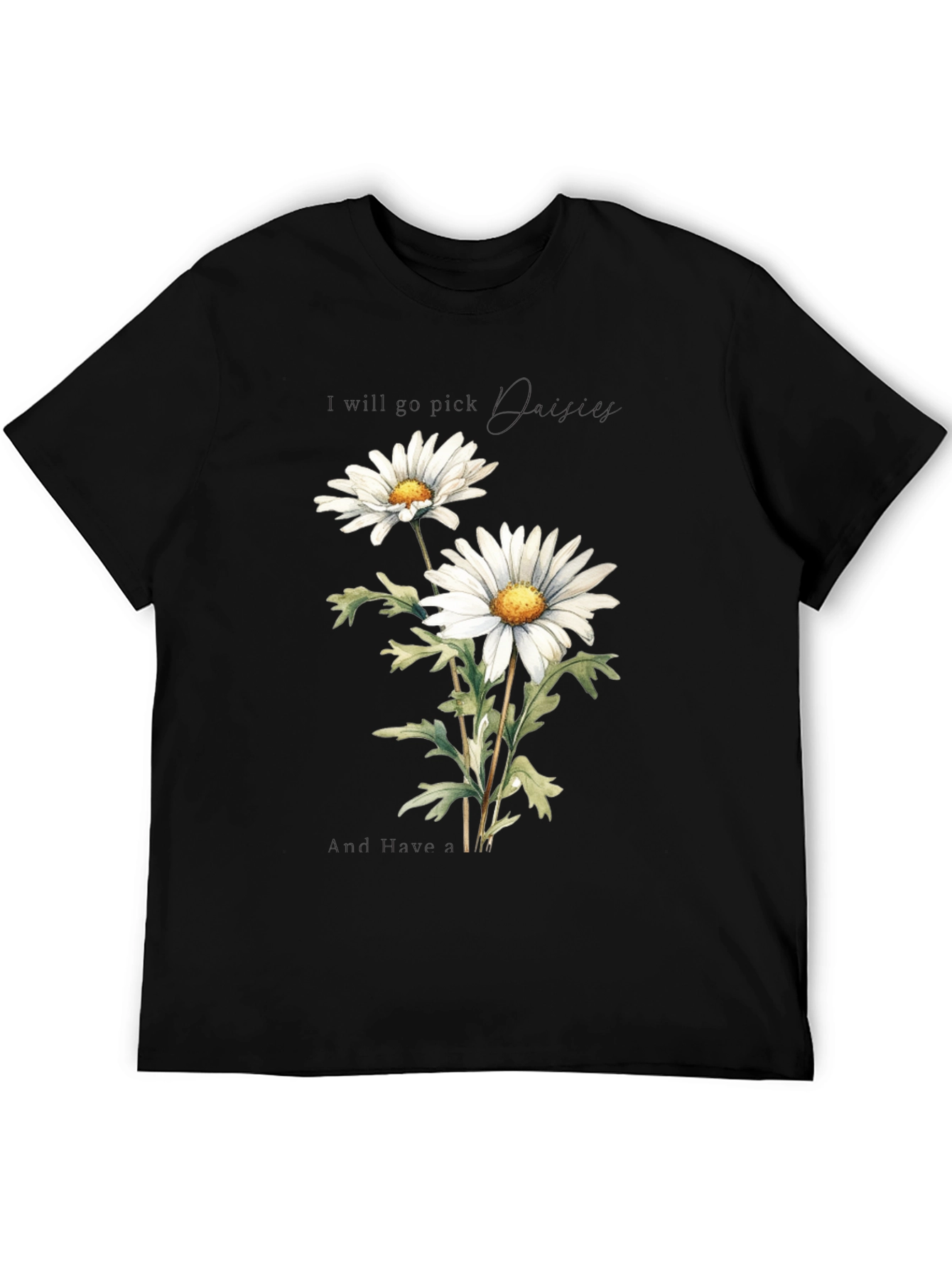 Daisy Flower Graphic Tee - Soft Cotton Black T-Shirt