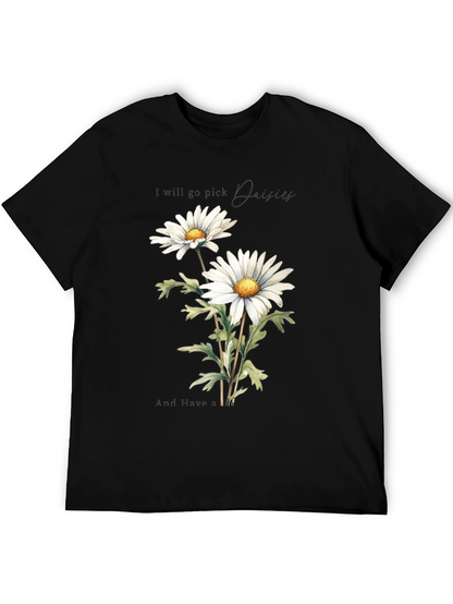 Daisy Flower Graphic Tee - Soft Cotton Black T-Shirt