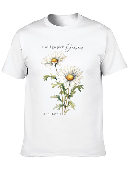 Daisy Flower Graphic Tee - Soft Cotton Black T-Shirt