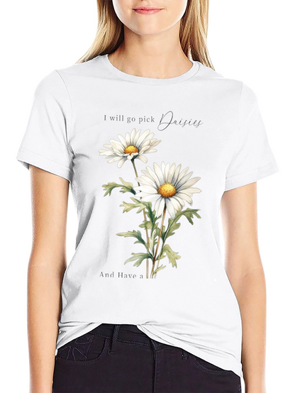 Daisy Flower Graphic Tee - Soft Cotton Black T-Shirt