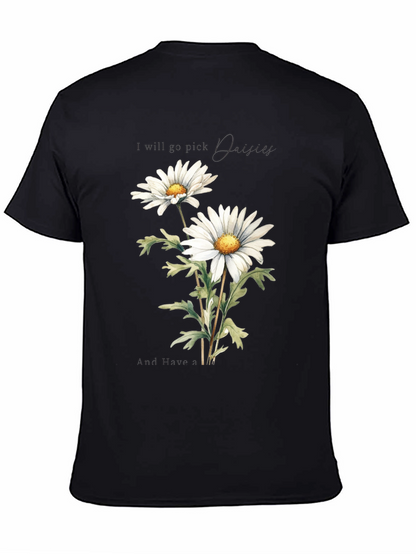 Daisy Flower Graphic Tee - Soft Cotton Black T-Shirt