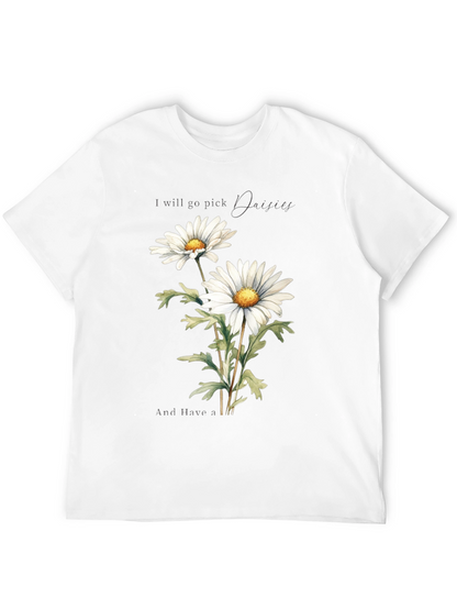 Daisy Flower Graphic Tee - Soft Cotton Black T-Shirt