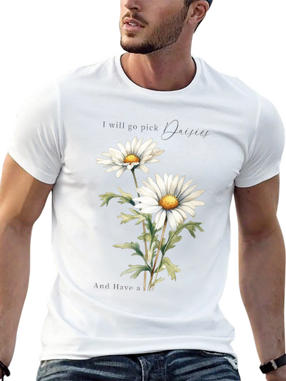 Daisy Flower Graphic Tee - Soft Cotton Black T-Shirt