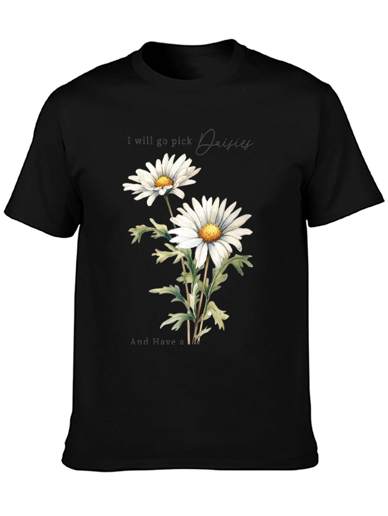 Daisy Flower Graphic Tee - Soft Cotton Black T-Shirt