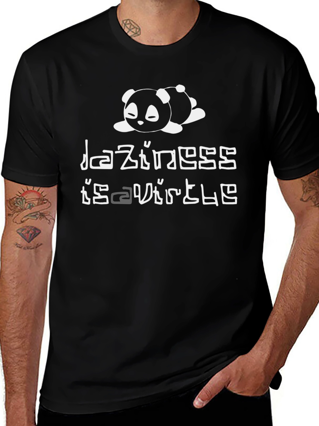 Laziness is Virtue T-Shirt - Panda Graphic Tee