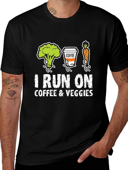 I Run on Coffee & Veggies Graphic T-Shirt