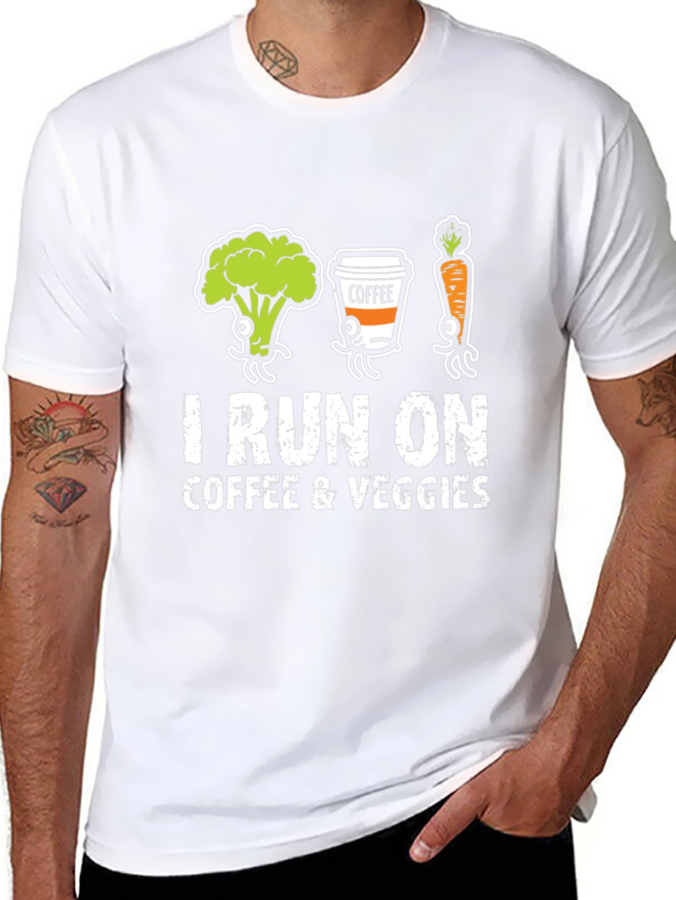 I Run on Coffee & Veggies Graphic T-Shirt