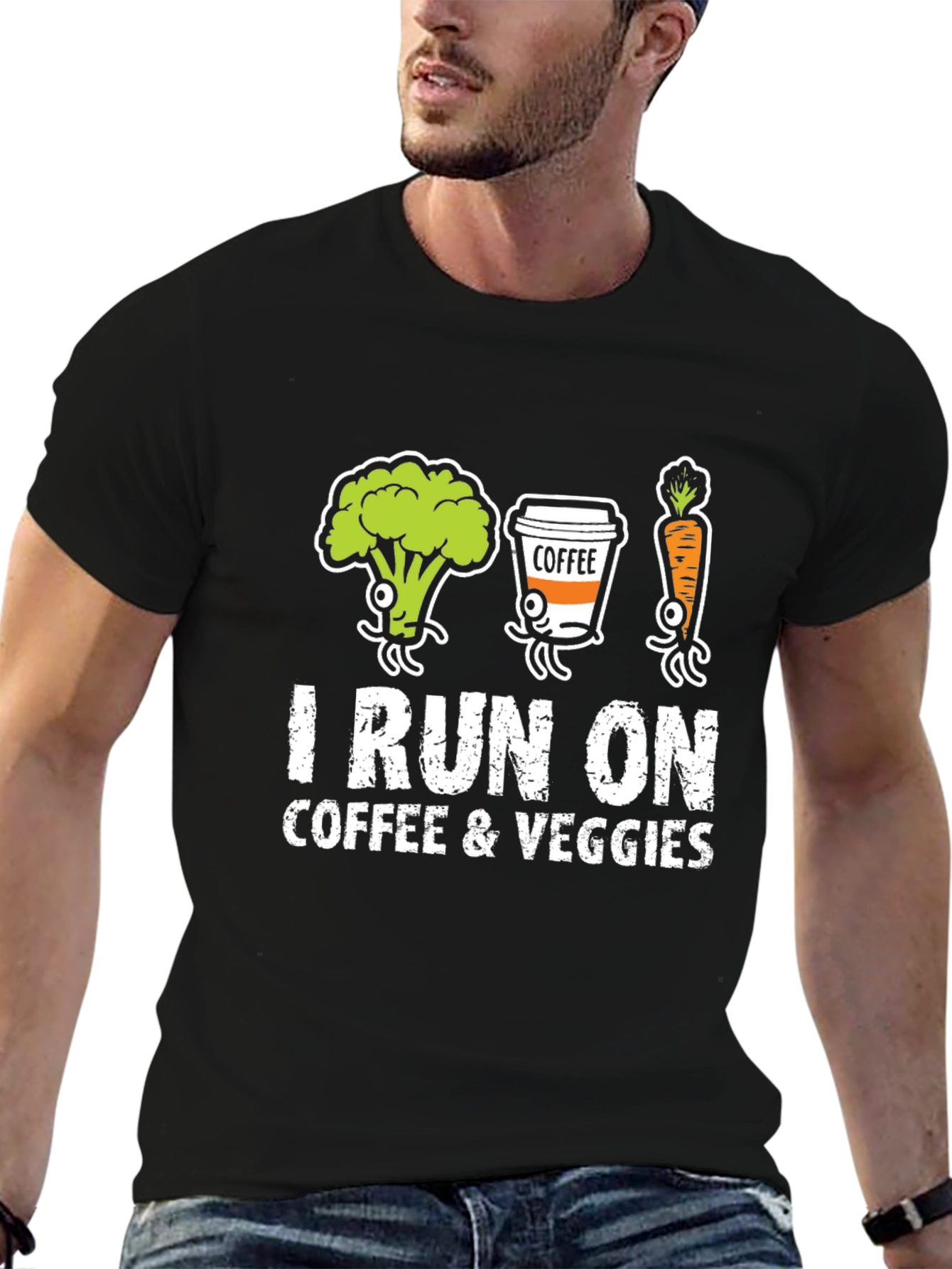 I Run on Coffee & Veggies Graphic T-Shirt