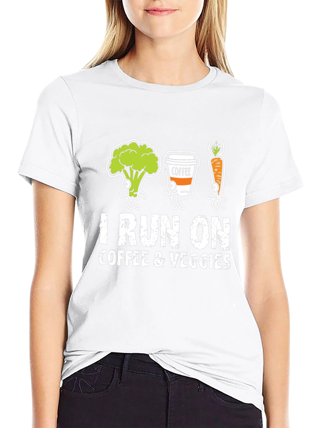 I Run on Coffee & Veggies Graphic T-Shirt