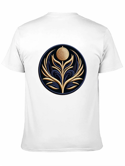 Embroidered Floral Medallion Black T-Shirt