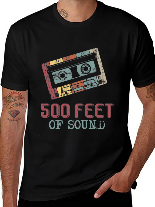 Retro Cassette Tape Graphic Tee - 500 Feet of Sound