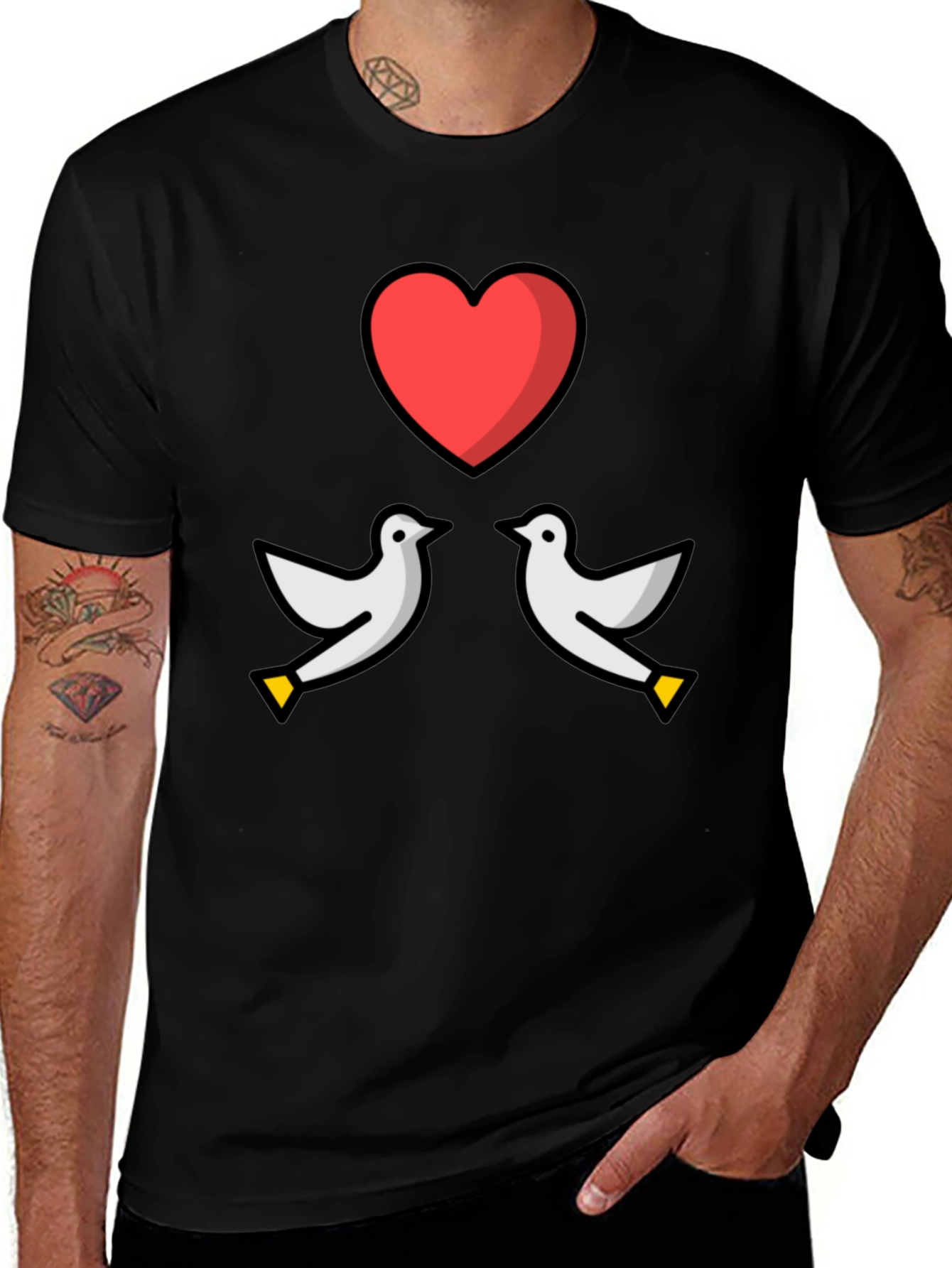 Dove Heart Graphic Tee - Love & Peace T-Shirt