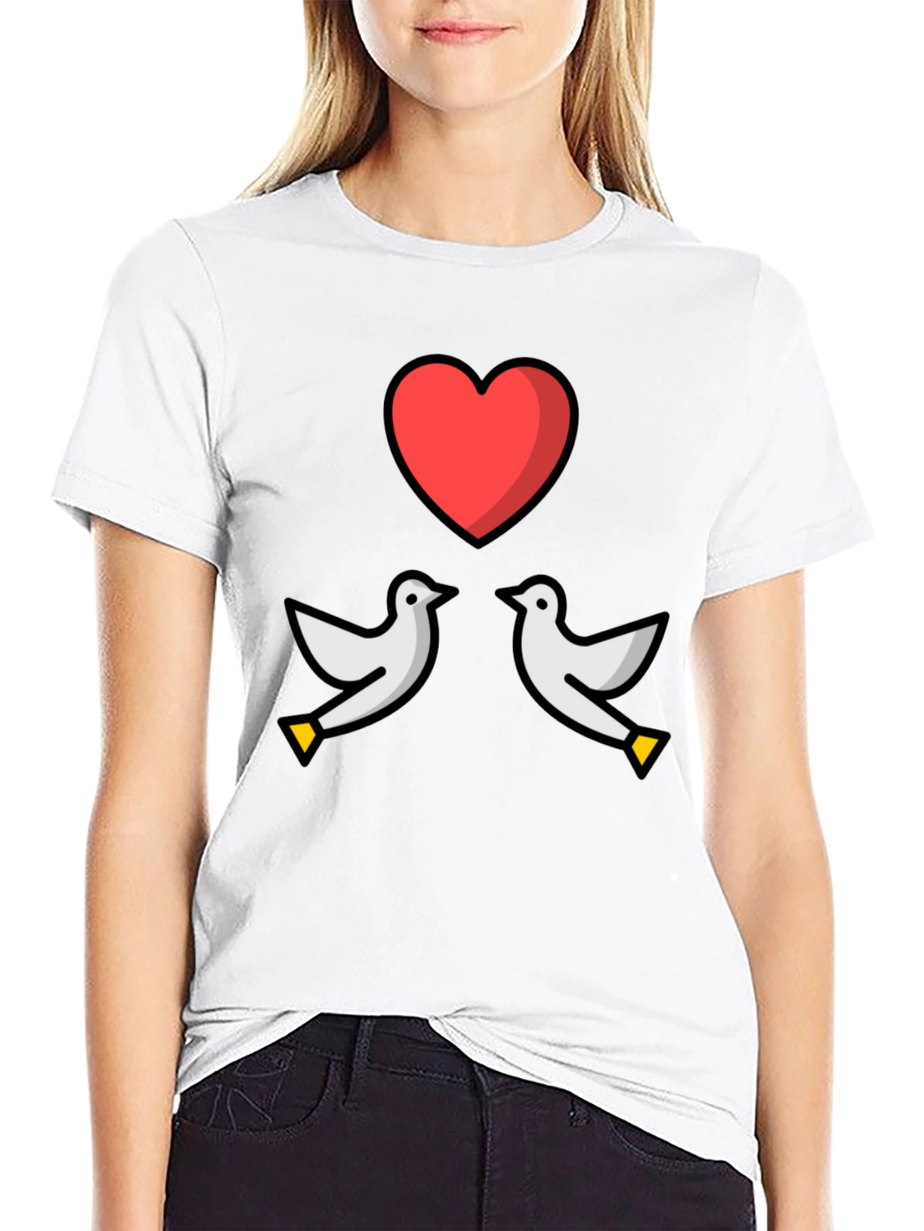 Dove Heart Graphic Tee - Love & Peace T-Shirt