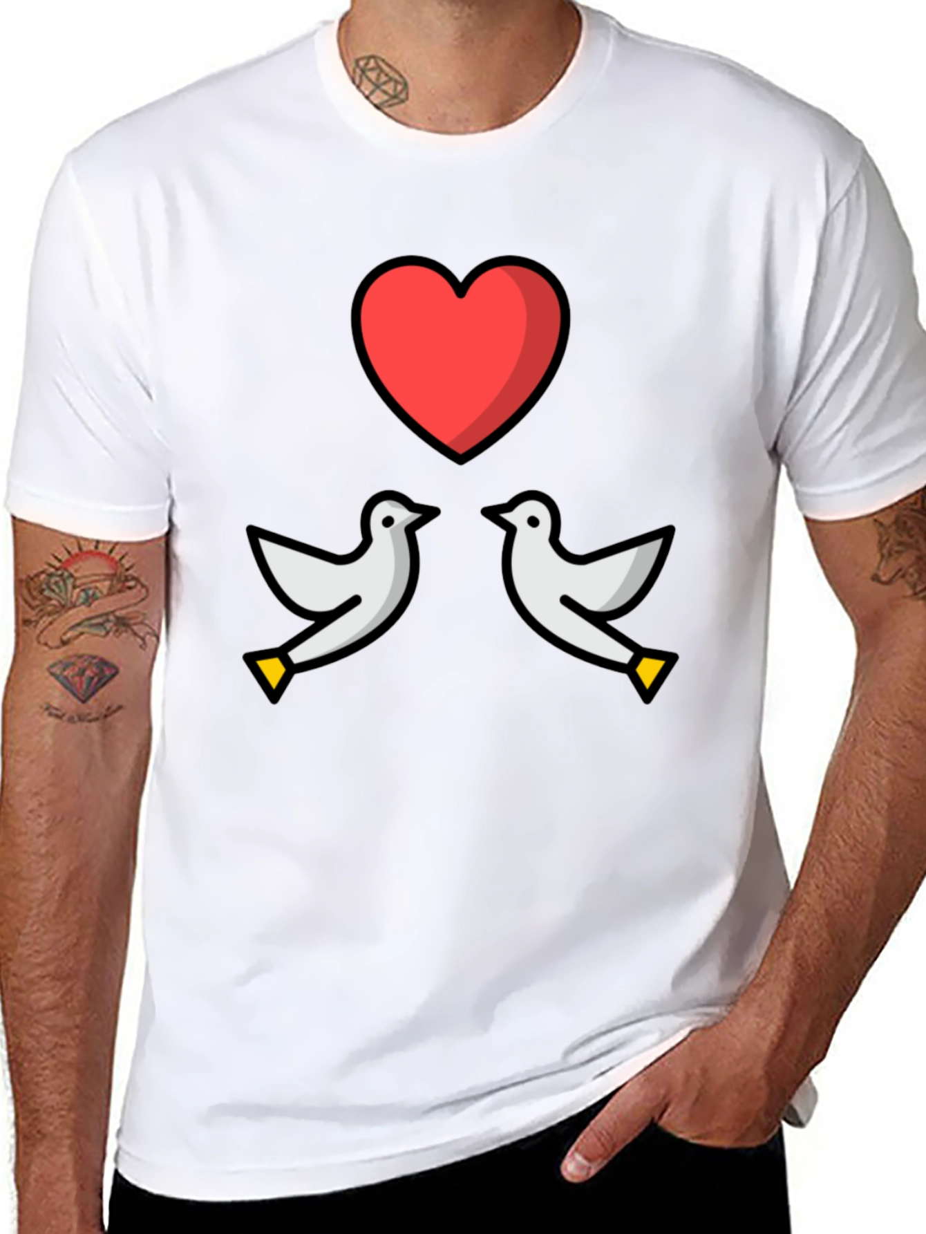 Dove Heart Graphic Tee - Love & Peace T-Shirt