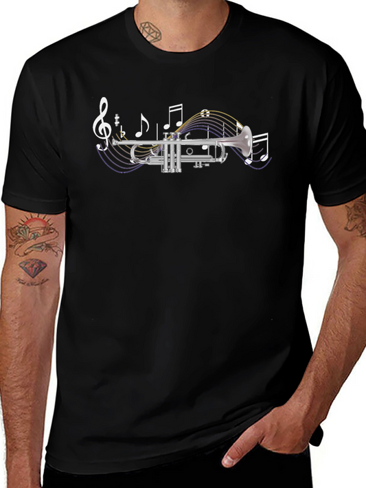 Trumpet & Music Notes Graphic T-Shirt