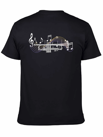 Trumpet & Music Notes Graphic T-Shirt