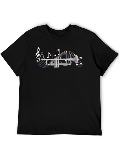 Trumpet & Music Notes Graphic T-Shirt