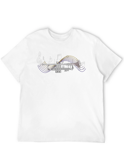 Trumpet & Music Notes Graphic T-Shirt